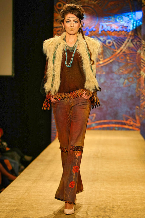 Bluza pictata manual cu franjuri PB-16